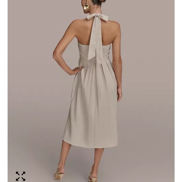 Donna Karan Halter Neck linen blend Midi Dress - Picture 2 of 11